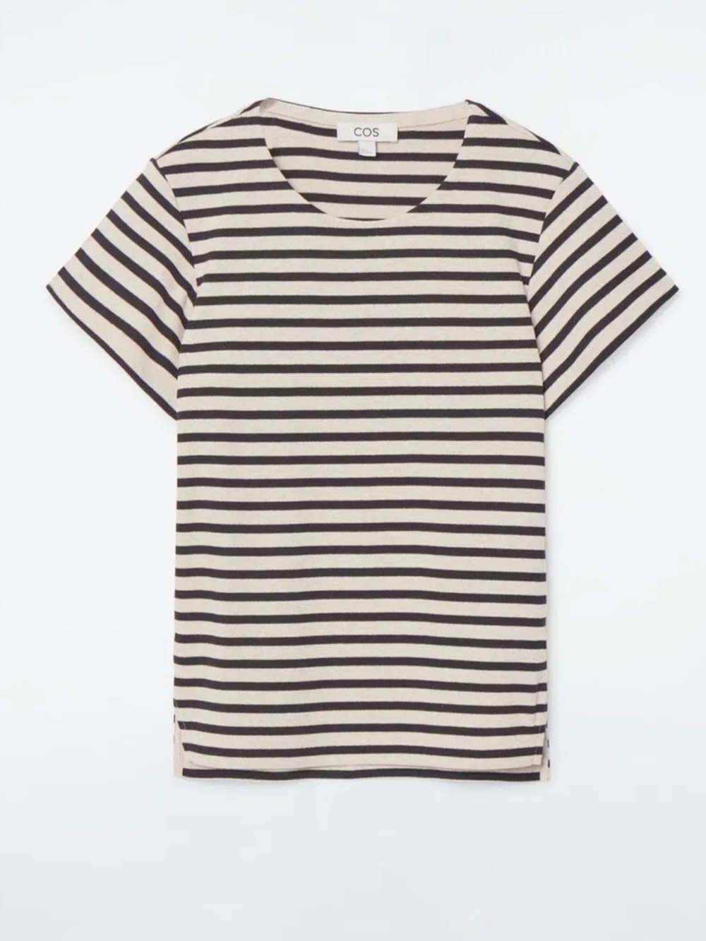 COS Striped Short-Sleeve Crew Tee in Cream and Black